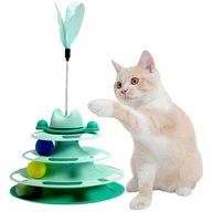 Zabawki dla kotów - ZABAWKA ZABAWKI DLA KOTA Z DZWONKIEM INTERAKTYWNA WIEŻA PIÓRKO WĘDKA - miniaturka - grafika 1