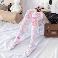 Skarpetki damskie - TEMU 1 para uroczych skarpetek z nadrukiem króliczka, wysokie i smukłe, idealne na prezent - miniaturka - grafika 1