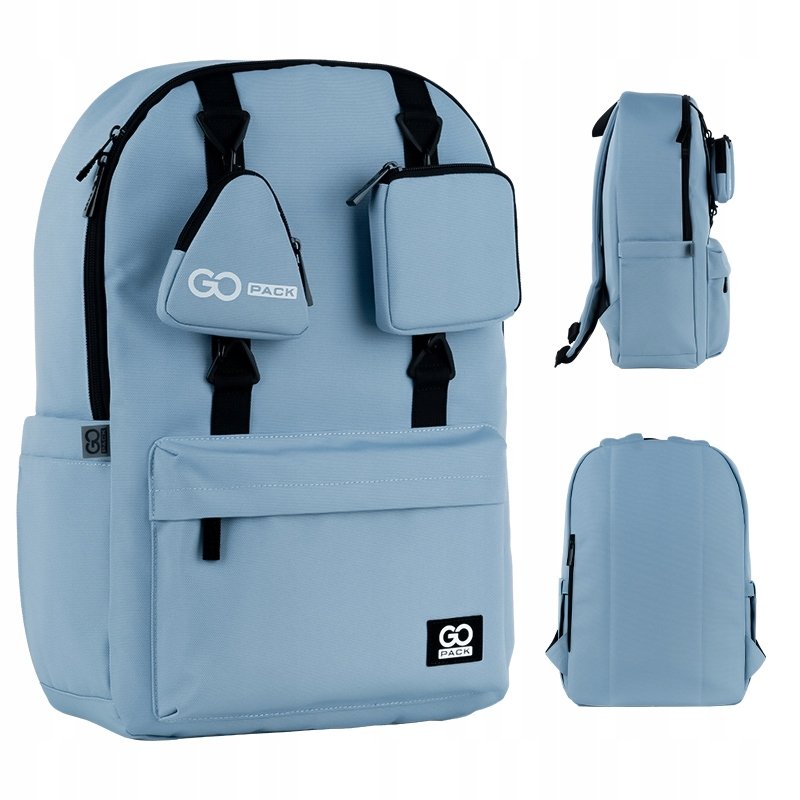 Plecak Szkolny Młodzieżowy Niebieski Zawieszki Portfel GoPack