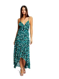Sukienki - Morgan damska sukienka cienka ramiączka MI długa kreska RDOL zielona T34, zielony, 32 - grafika 1