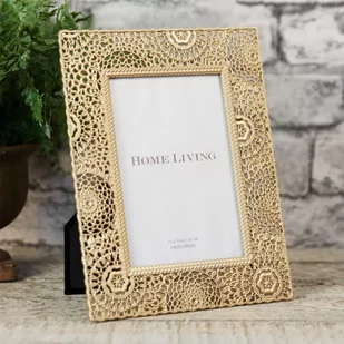 RAMKA NA ZDJĘCIE złota, metalowa, glamour 4x6" - Ramki na zdjęcia - miniaturka - grafika 1