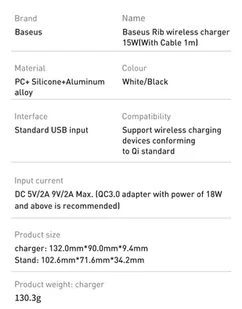 Baseus Rib bezprzewodowa indukcyjna ładowarka Qi 15W z podstawką biały (WXPG-02) hurtel-56471-0 - Ładowarki do telefonów - miniaturka - grafika 39