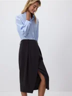 Spódnice - Reserved - Spódnica z ozdobnym rozcięciem - ciemnobrązowy - miniaturka - grafika 1