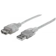 Kable USB - Manhattan Kabel USB a-a m/f 3m (srebrny) 340496 - miniaturka - grafika 1