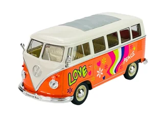 WELLY 1963 VW VOLKSWAGEN T1 BUS POMARAŃCZOWY KWIATKI 1:24 - Samochody i pojazdy dla dzieci - miniaturka - grafika 1