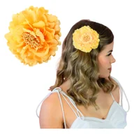 Ozdoby do włosów - Spinka do Włosów Żółta Duża Kwiat Piwonia Wsuwka Klamra Lekka i Efektowna - miniaturka - grafika 1