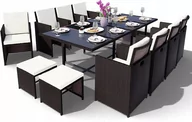 Meble ogrodowe - Meble ogrodowe stół + 12 krzeseł czarne - miniaturka - grafika 1