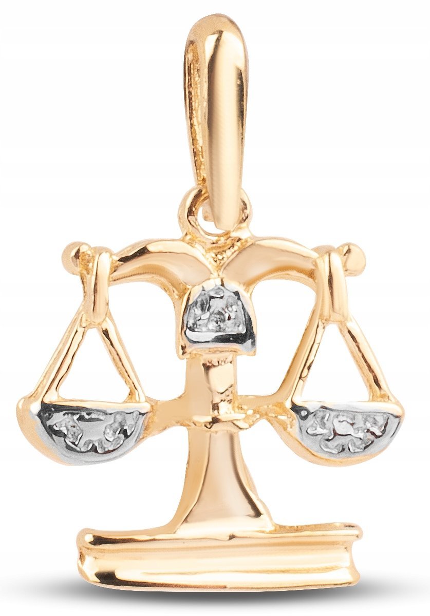 KLASYCZNA ZŁOTA ZAWIESZKA ZE ZNAKIEM ZODIAKU WAGA LIBRA 14KT 585