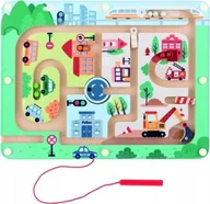 Zabawki zręcznościowe - WOODEN GAME FUN TRAFFIC MAGNETIC MAZE - miniaturka - grafika 1