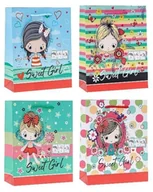 Opakowania i torebki na prezenty - Torebka ozdobna brokat 18x23x8cm mix Rozette - artykuł papierniczy - miniaturka - grafika 1