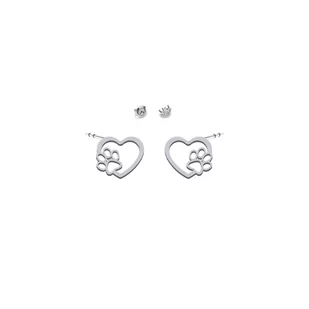 Serce Łapa Psa Kolczyki srebro - MEJK Jewellery - Kolczyki - miniaturka - grafika 1