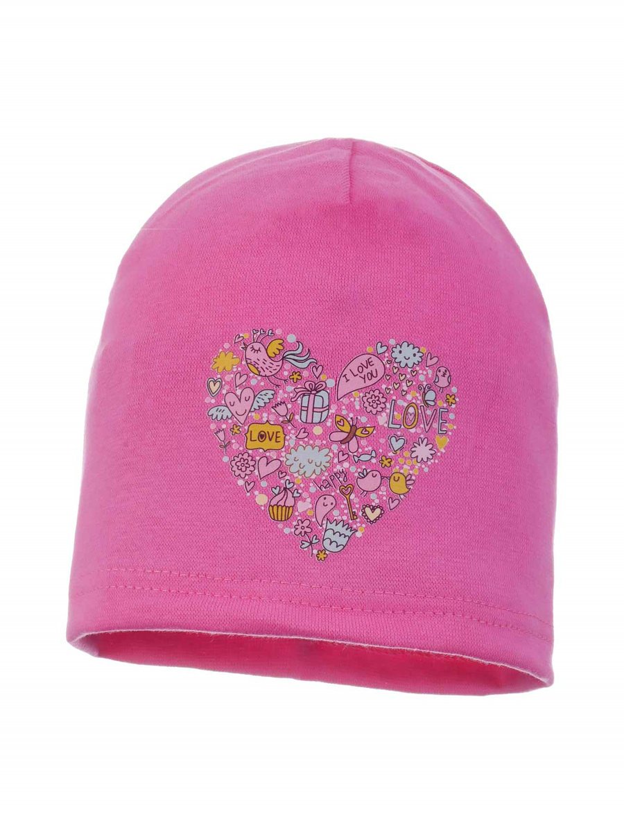 Dziewczęca czapka bawełniana serce rozmaitości różowa Ambra r.44/48