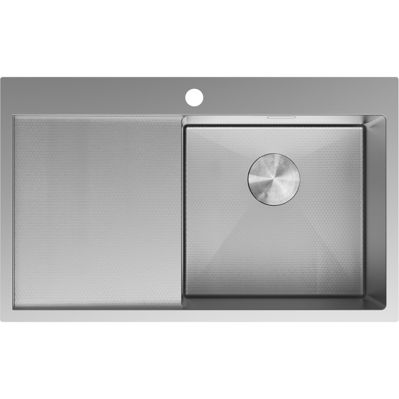 Mexen Exar zlewozmywak stalowy 1-komorowy z ociekaczem prawy 780 x 480 mm, inox HC - 6434781010P-01HC