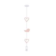 Lampy sufitowe - Drewniana lampa wisząca Heart dla dzieci biała różowa - miniaturka - grafika 1