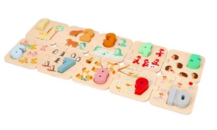 Drewniane puzzle ze zwierzątkami- nauka liczenia Montessori - Układanki dla dzieci - miniaturka - grafika 1
