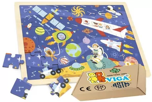 Układanka Rozwojowa LOT W KOSMOS Drewniane Puzzle 48el. dla 2 3 4 5 latka Viga 2+ montessori - Zabawki sensoryczne - miniaturka - grafika 1