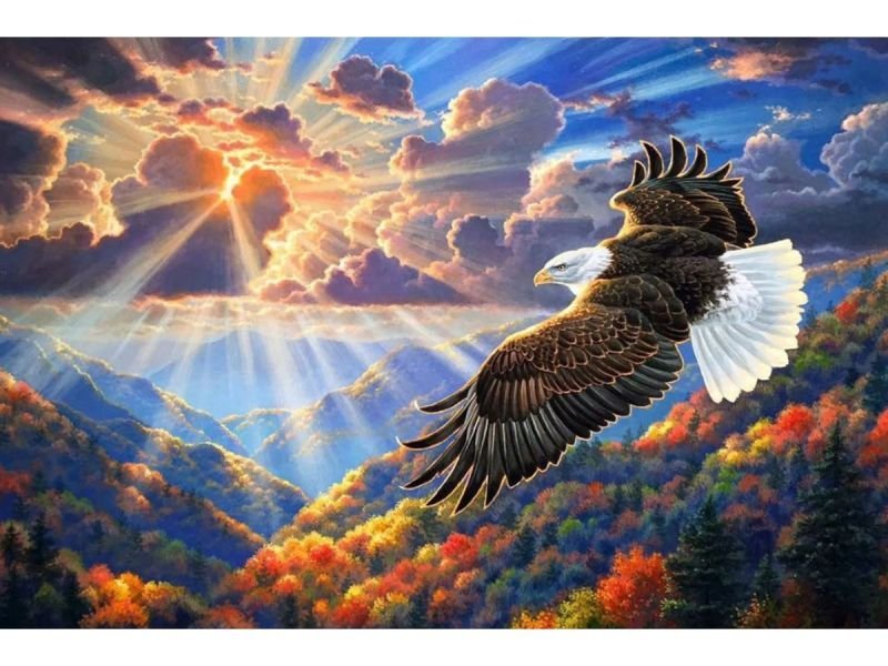 ZESTAW HAFT DIAMENTOWY, OBRAZ, MOZAIKA ORZEŁ NA NIEBIE
