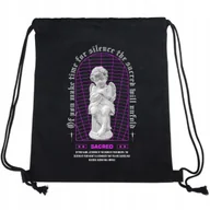 Plecaki worki - Worek Plecak Czarny Bawełniany SCARED MOTYW RZEŹB Prezent Zakupy Top Wzory - miniaturka - grafika 1