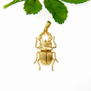 Wisiorek srebrny ze Skarabeuszem złotym - Wisiorki - miniaturka - grafika 1