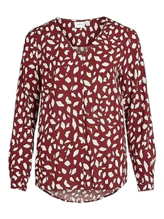 Vila Vipaya V-Neck L/S bluzka damska, Fired Brick/Aop: chicka, 44 - Bluzki damskie - miniaturka - grafika 1