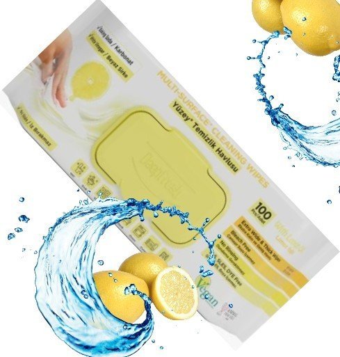 Mokre Ściereczki do Czyszczenia RĘCZNIKI Uniwersalne LEMON XXL 100szt Deep Fresh