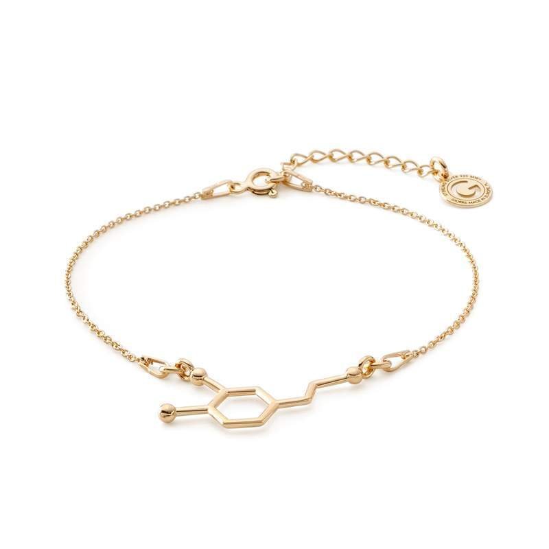 Srebrna bransoletka dopamina, wzór chemiczny, srebro 925 : Srebro - kolor pokrycia - Pokrycie żółtym 18K złotem