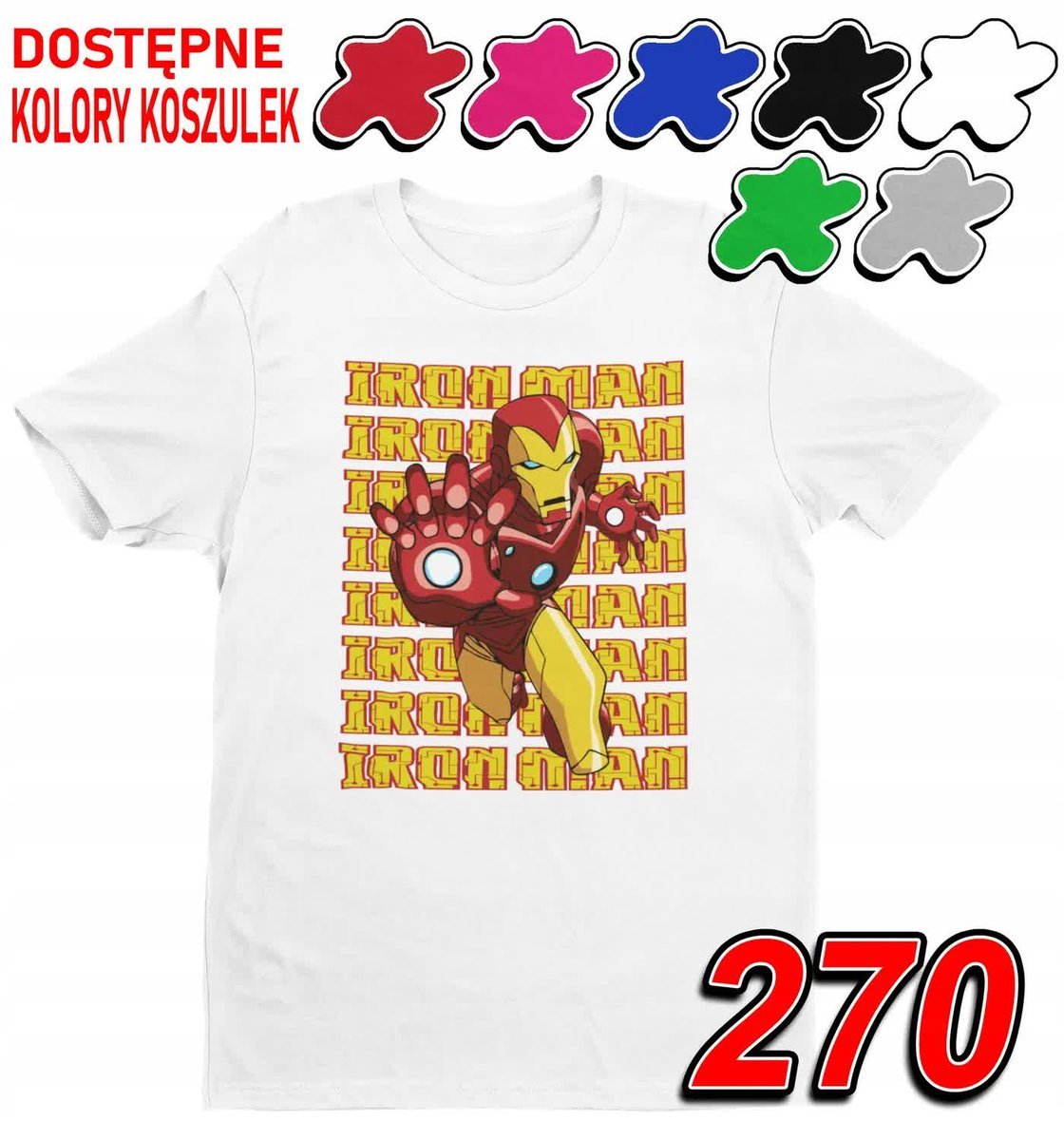 Dziecięca Koszulka T-Shirt Z Nadrukiem Avengers Iron Man - L 146-152