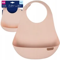 Śliniaki i fartuszki - LOVI ŚLINIAK SILIKONOWY Z KIESZONKĄ REGULOWANY KIESZEŃ NUDE PUDROWY 6M+ - miniaturka - grafika 1
