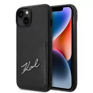 Etui i futerały do telefonów - Etui ochronne na telefon Karl Lagerfeld KLHCP14MCSSK do Apple iPhone 14 Plus 6,7" hardcase czarny/black Signature Logo Cardslot - miniaturka - grafika 1