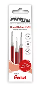 Pentel LR7-3B Wkład do długopisów żelowych EnerGel 0,7 Ball = grubość kreski 0,35 mm, 3 sztuki, czerwony - Wkłady do długopisów - miniaturka - grafika 1