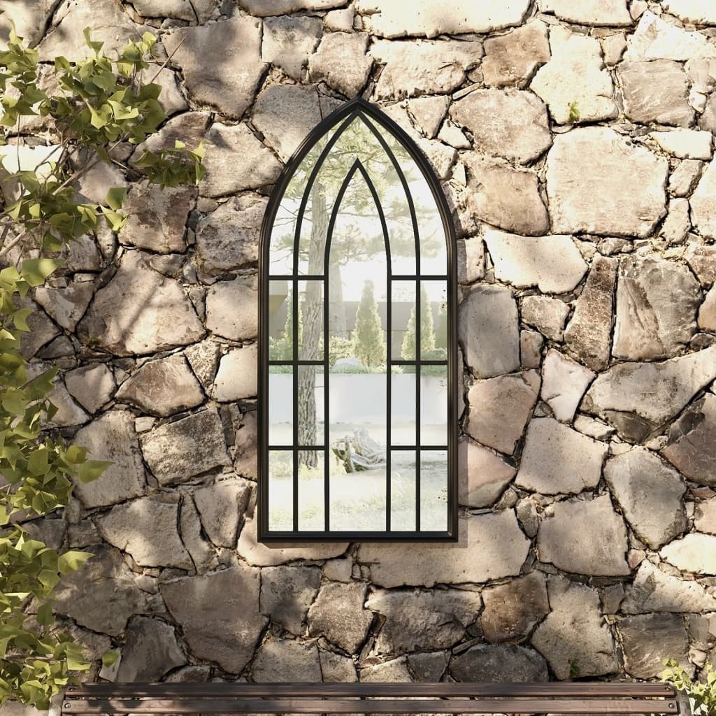 Lustro ogrodowe czarne 100x45 cm żelazo