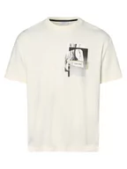 Koszulki męskie - Calvin Klein - T-shirt męski, beżowy|biały - miniaturka - grafika 1