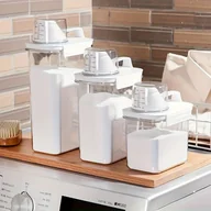Pozostałe akcesoria kosmetyczne - TEMU 3 szt. Pojemniki na detergent do prania 1100ml, 1800ml, 2300ml – Duże pojemnościowe plastikowe słoiki na mydło i płyn do użytku domowego - miniaturka - grafika 1
