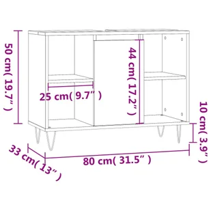 Szafka łazienkowa, biała, 80x33x60 cm, materiał drewnopochodny Lumarko! - Toaletki - miniaturka - grafika 9