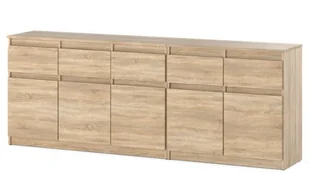 Komoda Drewniana Nowoczesna Szafka Best Oleksa 5 Szuflad 200cm Dąb Sonoma - Komody - miniaturka - grafika 1