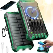 Powerbanki - Powerbank Solarny 26800MAH Ład Bezprzewodowe Indukcja Latarka - miniaturka - grafika 1