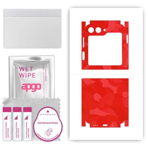 folia naklejka skórka strukturalna na TYŁ+BOKI do Samsung Galaxy Z Flip5 Retro - Moro Camo Czerwony - apgo SKINS