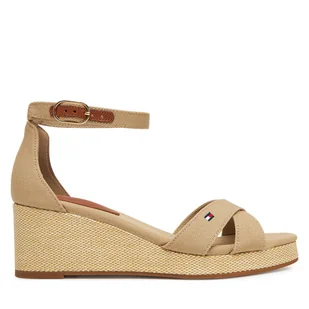 Espadryle Tommy Hilfiger Flag Criss-Cros Mid Wedge Espad FW0FW08481 Beżowy - Espadryle damskie - miniaturka - grafika 1