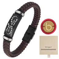 Bransolety męskie - Bransoletka z grawerem męska brązowa skórzana - miniaturka - grafika 1