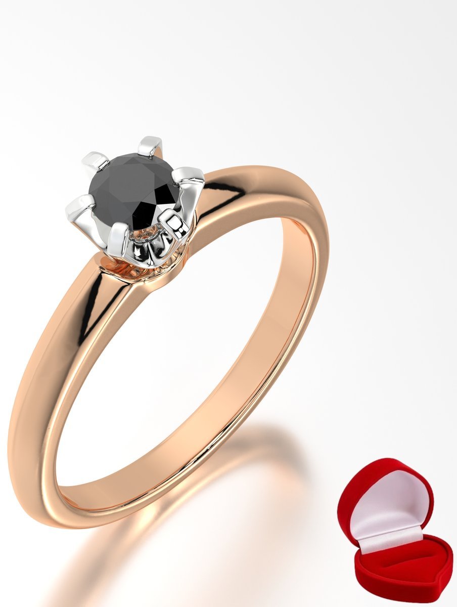 ZŁOTY PIERŚCIONEK ZARĘCZYNOWY 585 14k BRYLANT CZ. 0,19 ct RÓŻOWE ZŁOTO R23
