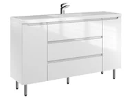 Szafki łazienkowe - Szafka Stojąca Z Umywalką ETH 140 cm D - Biały Wysoki Połysk - miniaturka - grafika 1