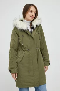 Guess parka damska kolor zielony przejściowa - Kurtki damskie - miniaturka - grafika 1