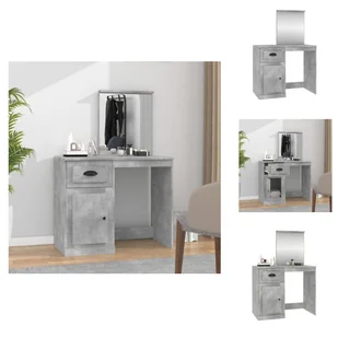 vidaXL Toaletka z lustrem betonowa szara 90x50x132,5 cm materiał drewnopochodny - Toaletki - Toaletki - miniaturka - grafika 1