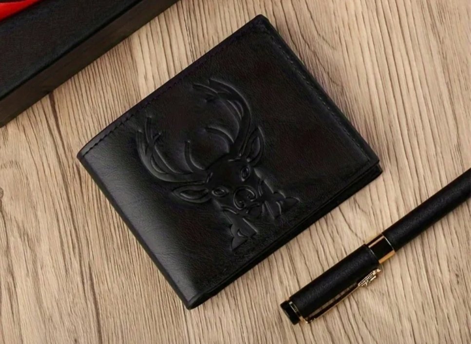 Elegancki czarny Portfel jagermeister jeleń prezent