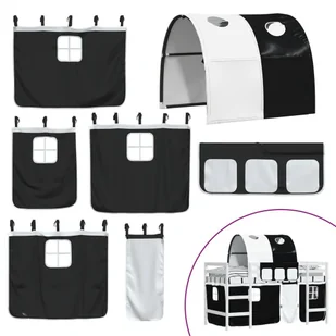 Dziecięce łóżko na antresoli, z tunelem, biało-czarne, 80x200cm Lumarko! - Łóżka dla dzieci i młodzieży - miniaturka - grafika 9