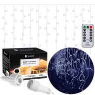 Oświetlenie świąteczne - Kurtyna świetlna z pilotem 500 led girlanda, lampki zewnętrzne sople zimny biały CL0504 - miniaturka - grafika 1