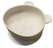 Miseczki i talerzyki dla dzieci - MELII Silikonowa miska z przyssawką SZARY MIŚ 300 ml 6 m+ - miniaturka - grafika 1