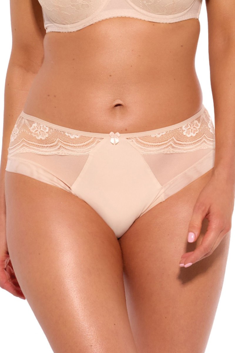 Figi damskie z koronką i tiulem Astrid 1261 beżowe 4XL