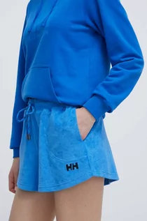 Spodenki damskie - Helly Hansen szorty bawełniane kolor niebieski gładkie high waist 34454 - grafika 1