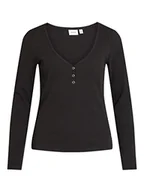 Koszulki i topy damskie - Vila Damska koszulka z długim rękawem Vibalu L/S Rib Top-Noos, czarny, XXL - miniaturka - grafika 1